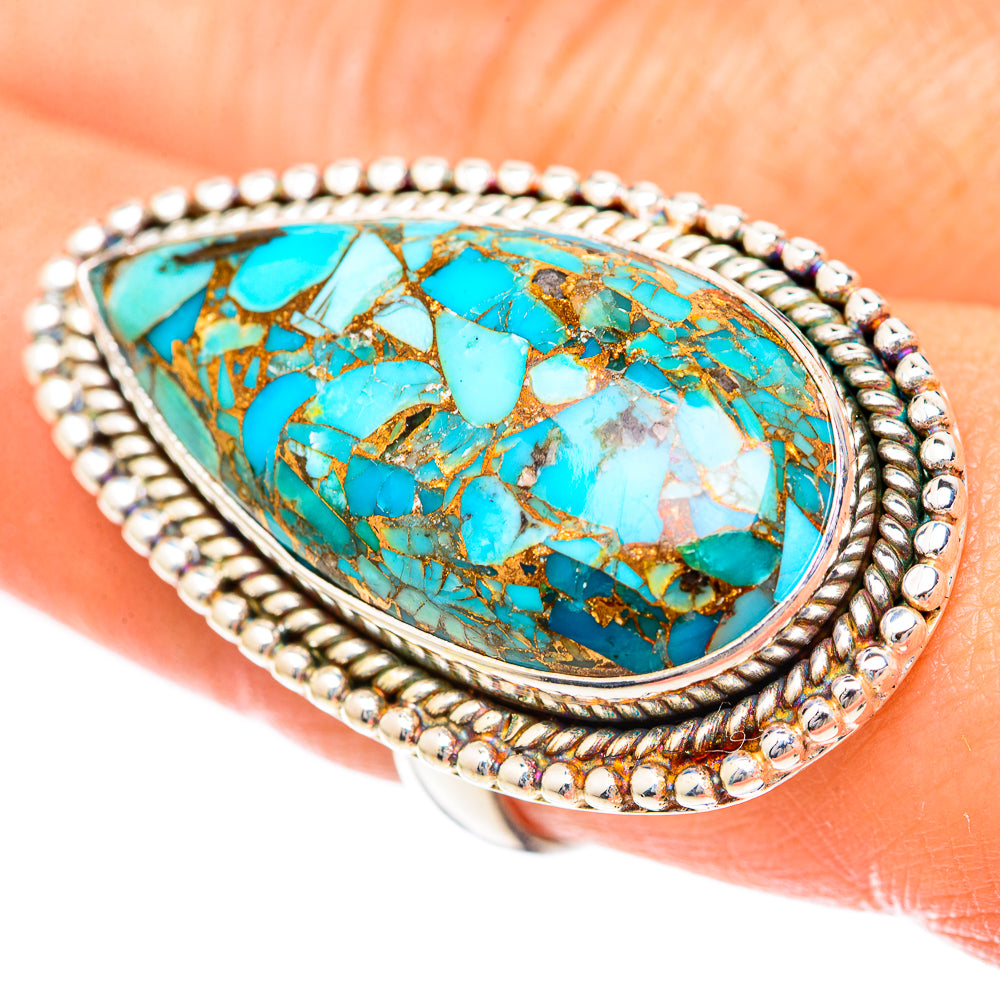 Blue Copper Composite Turquoise Rings handcrafted by Ana Silver Co - RING125096