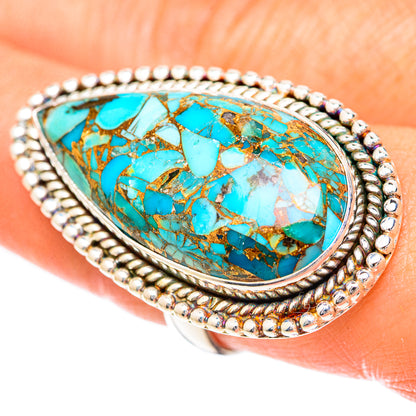 Blue Copper Composite Turquoise Rings handcrafted by Ana Silver Co - RING125096
