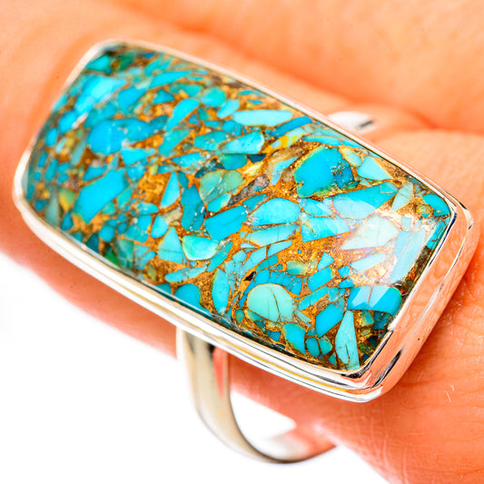 Blue Copper Composite Turquoise Rings handcrafted by Ana Silver Co - RING125097