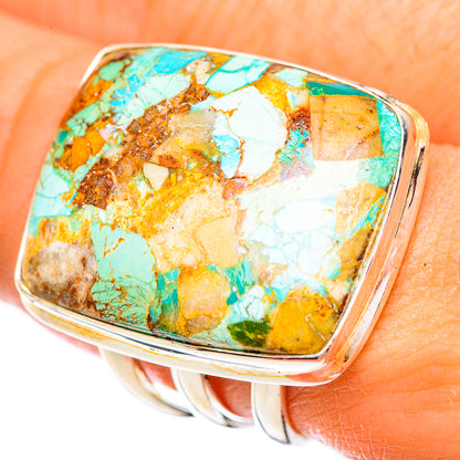 Blue Copper Composite Turquoise Rings handcrafted by Ana Silver Co - RING125099