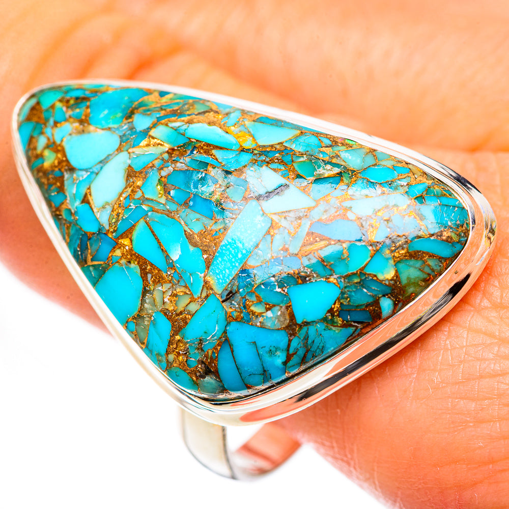 Blue Copper Composite Turquoise Rings handcrafted by Ana Silver Co - RING125102