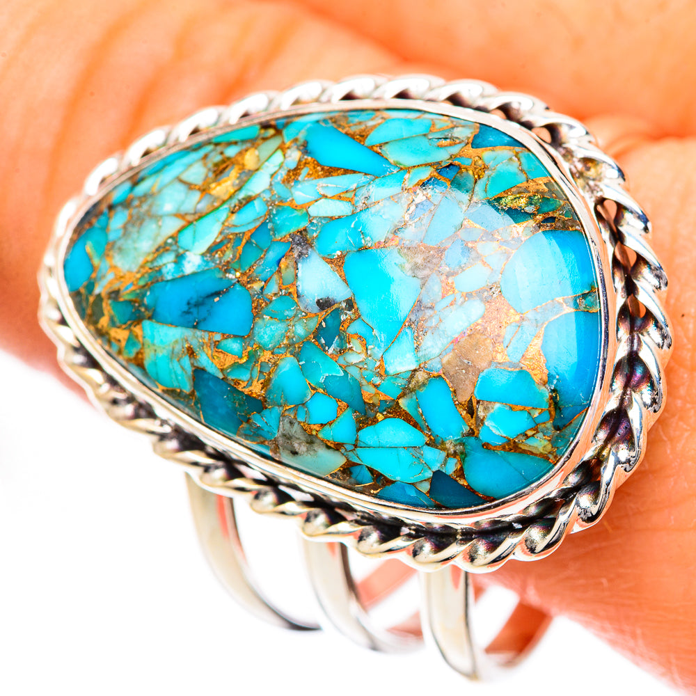 Blue Copper Composite Turquoise Rings handcrafted by Ana Silver Co - RING125103