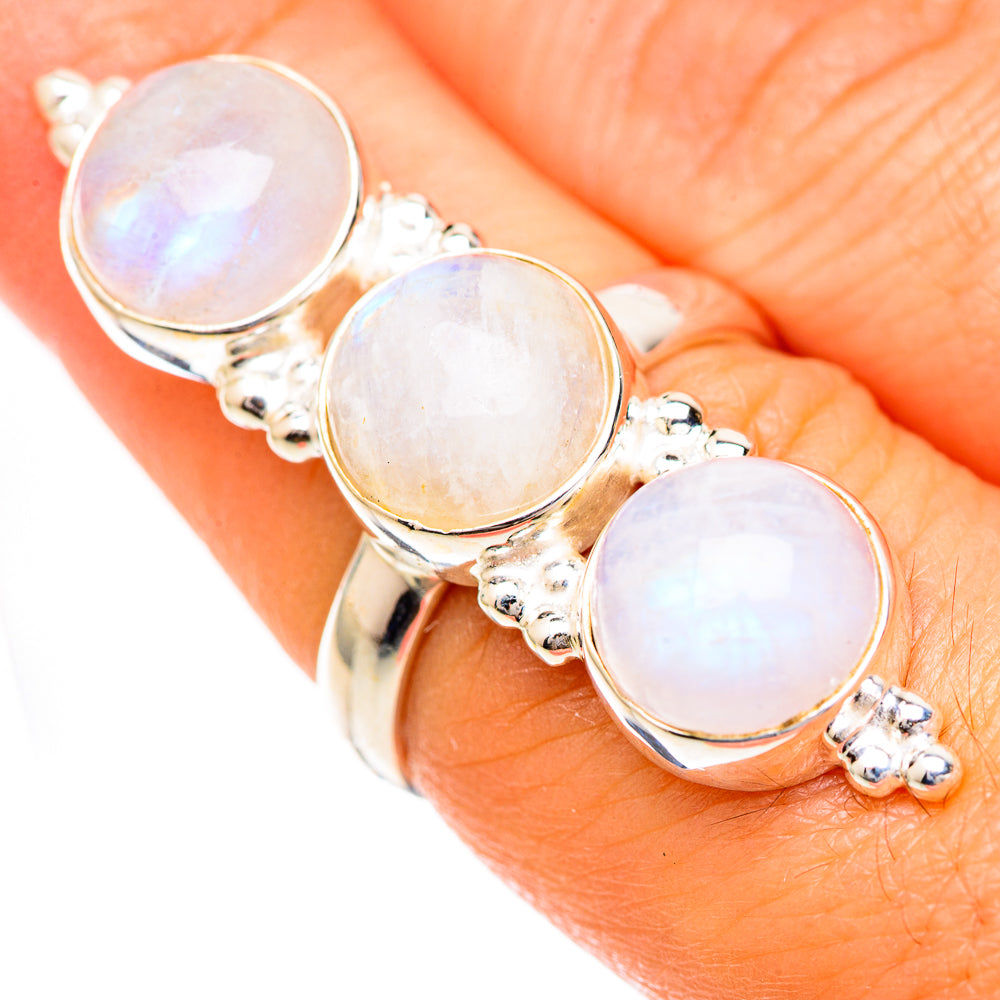 Rainbow Moonstone Rings handcrafted by Ana Silver Co - RING125110
