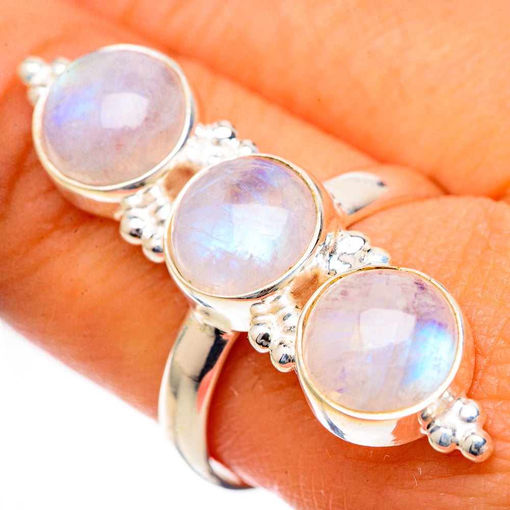 Rainbow Moonstone Rings handcrafted by Ana Silver Co - RING125111