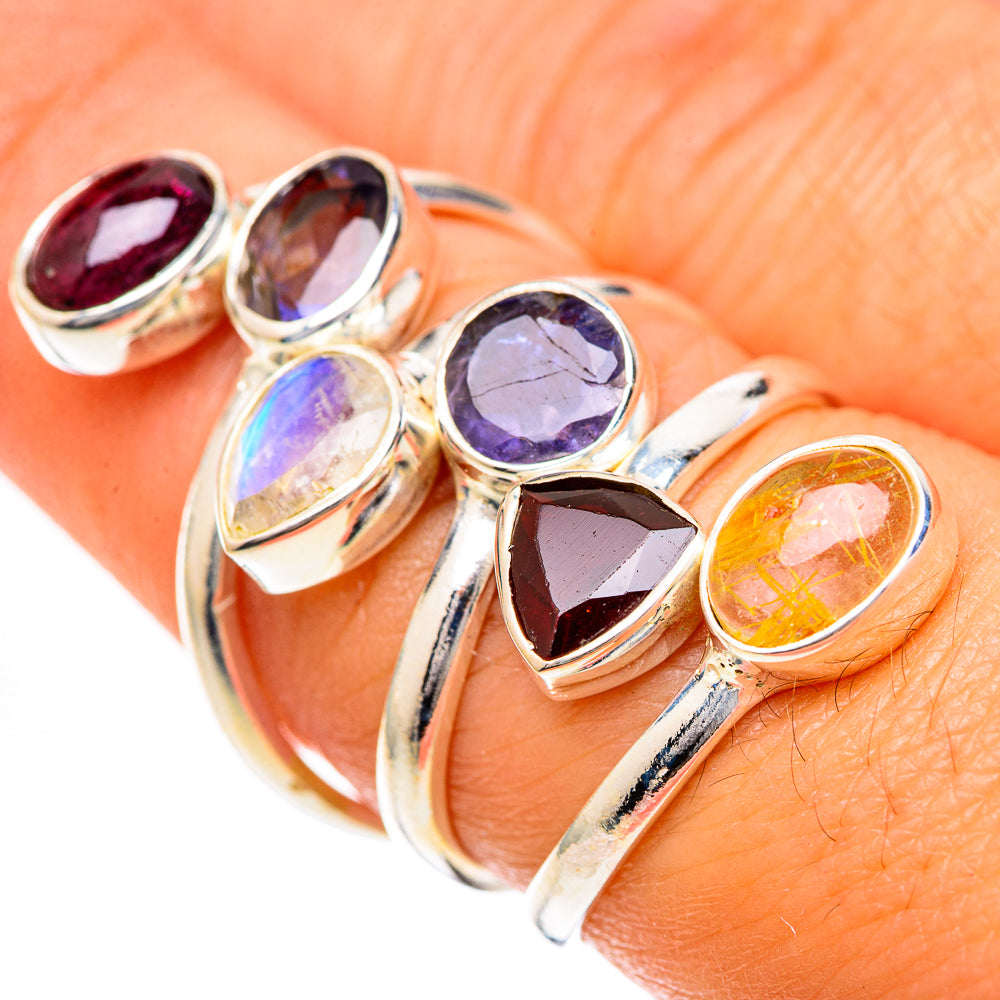 Rainbow Moonstone Rings handcrafted by Ana Silver Co - RING125113