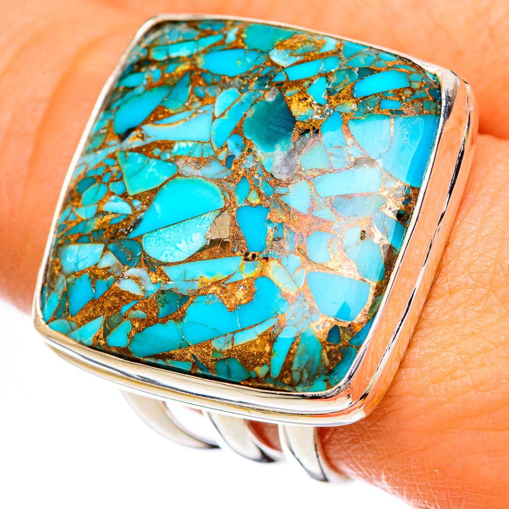 Blue Copper Composite Turquoise Rings handcrafted by Ana Silver Co - RING125119