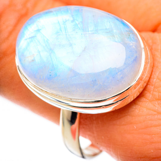 Rainbow Moonstone Rings handcrafted by Ana Silver Co - RING125121