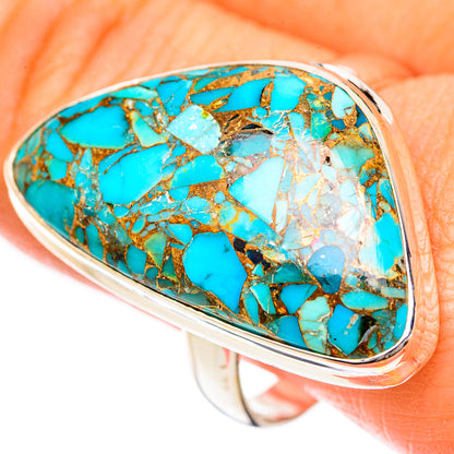 Blue Copper Composite Turquoise Rings handcrafted by Ana Silver Co - RING125122