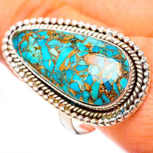 Blue Copper Composite Turquoise Rings handcrafted by Ana Silver Co - RING125126