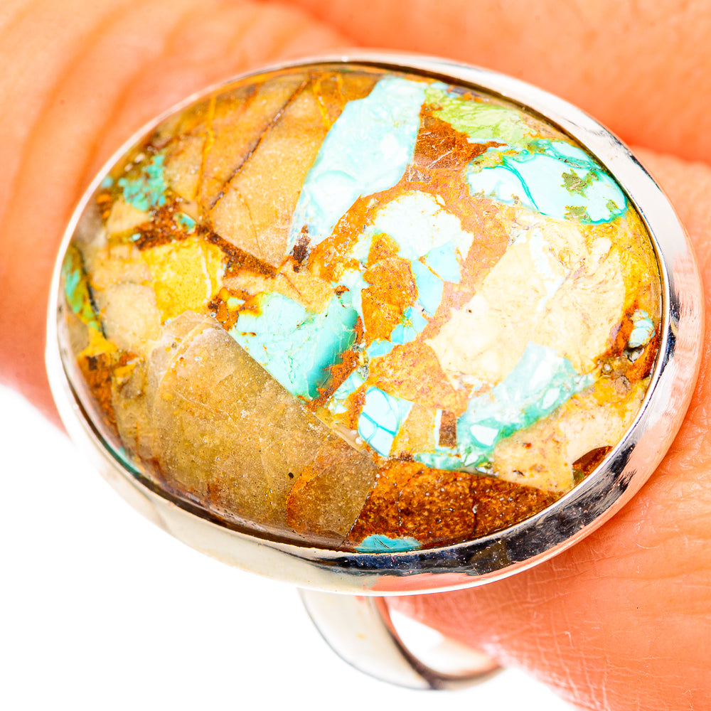 Blue Copper Composite Turquoise Rings handcrafted by Ana Silver Co - RING125128