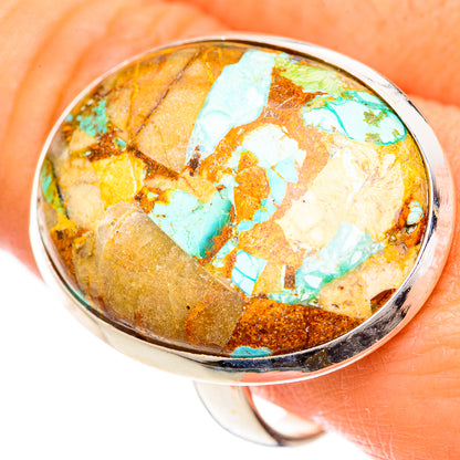 Blue Copper Composite Turquoise Rings handcrafted by Ana Silver Co - RING125128