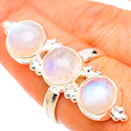 Rainbow Moonstone Rings handcrafted by Ana Silver Co - RING125133