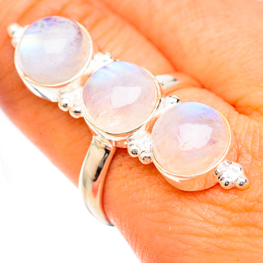 Rainbow Moonstone Rings handcrafted by Ana Silver Co - RING125134