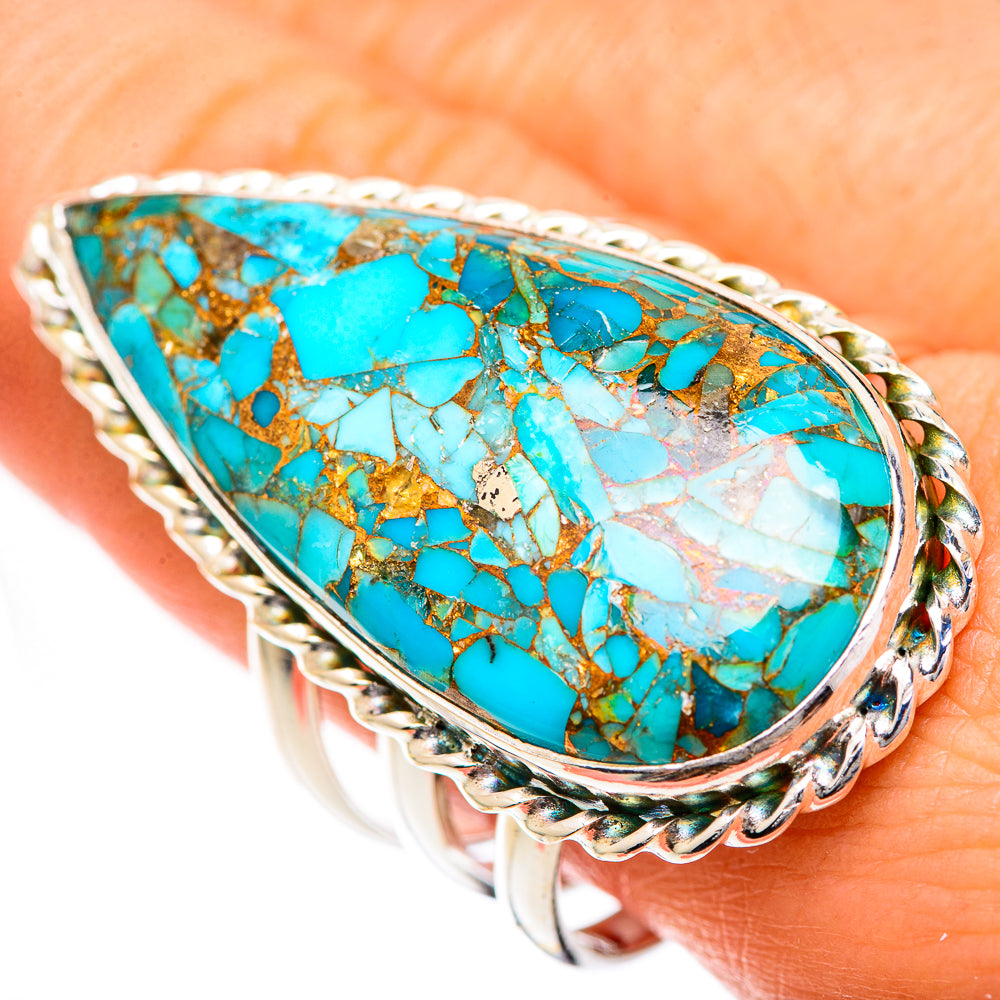 Blue Copper Composite Turquoise Rings handcrafted by Ana Silver Co - RING125141