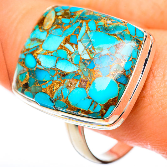 Blue Copper Composite Turquoise Rings handcrafted by Ana Silver Co - RING125146