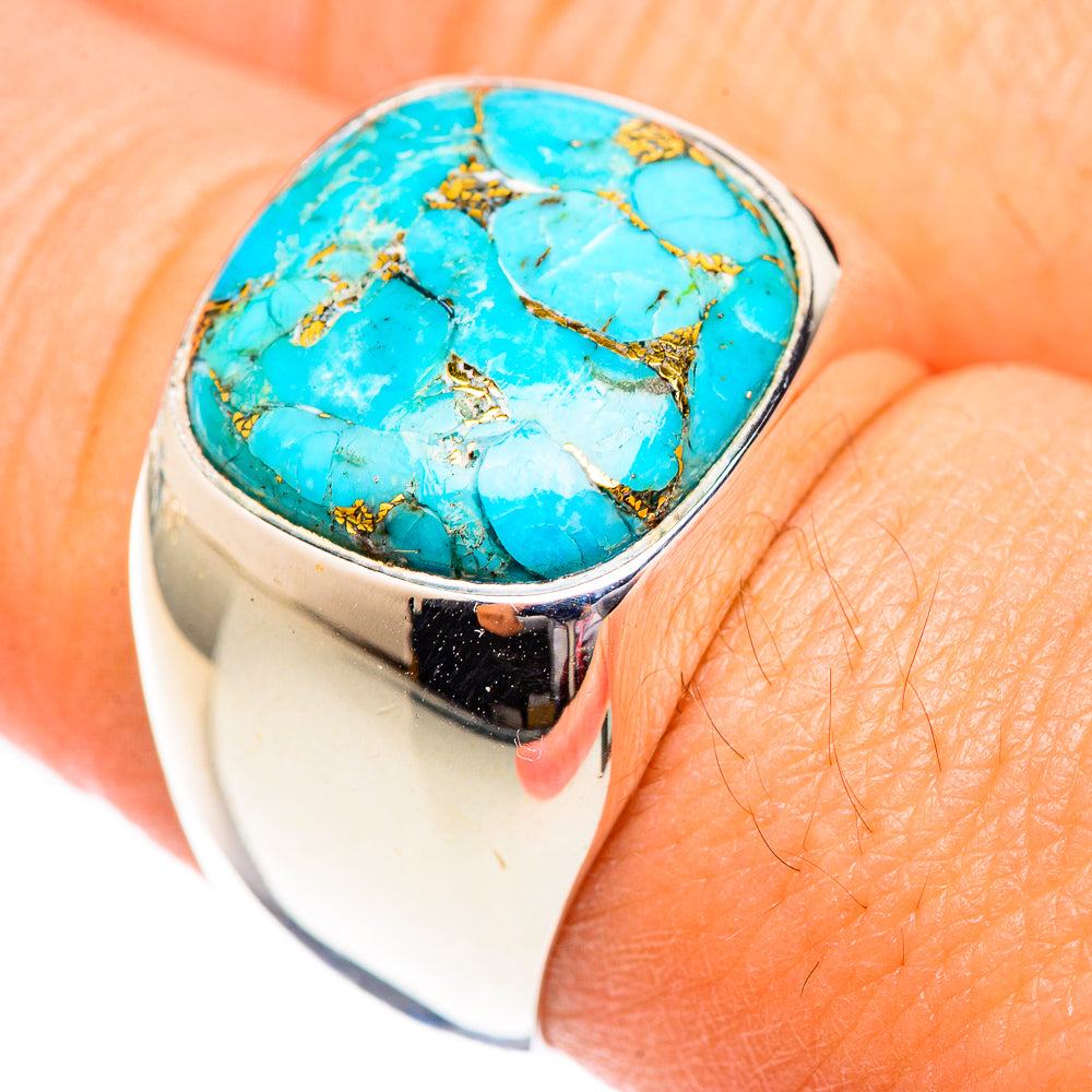 Blue Copper Composite Turquoise Rings handcrafted by Ana Silver Co - RING125148