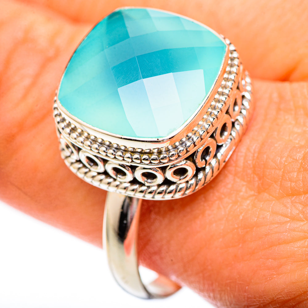 Aqua Chalcedony Rings handcrafted by Ana Silver Co - RING125180