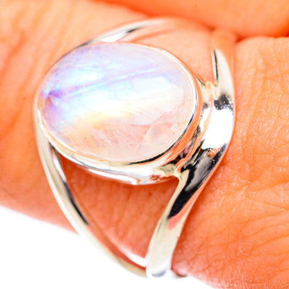 Rainbow Moonstone Rings handcrafted by Ana Silver Co - RING125198