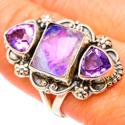 Rainbow Moonstone Rings handcrafted by Ana Silver Co - RING125282