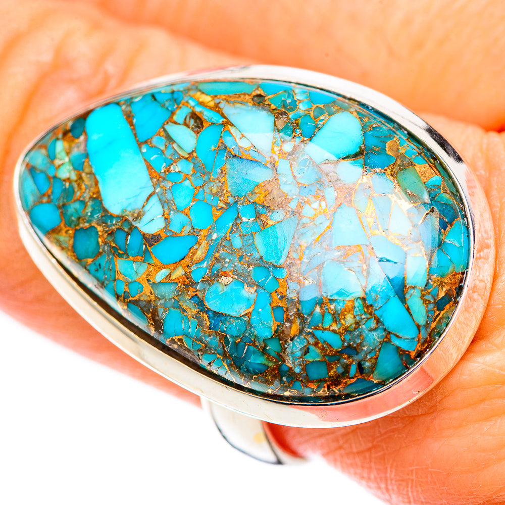 Blue Copper Composite Turquoise Rings handcrafted by Ana Silver Co - RING125297