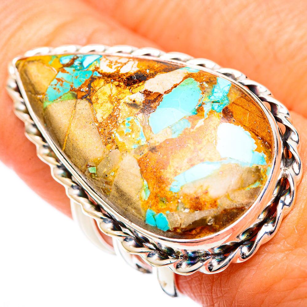 Blue Copper Composite Turquoise Rings handcrafted by Ana Silver Co - RING125300