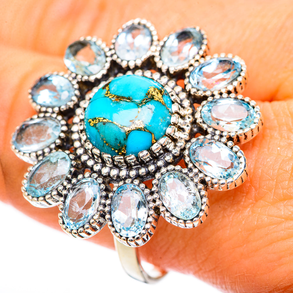 Blue Copper Composite Turquoise Rings handcrafted by Ana Silver Co - RING125301
