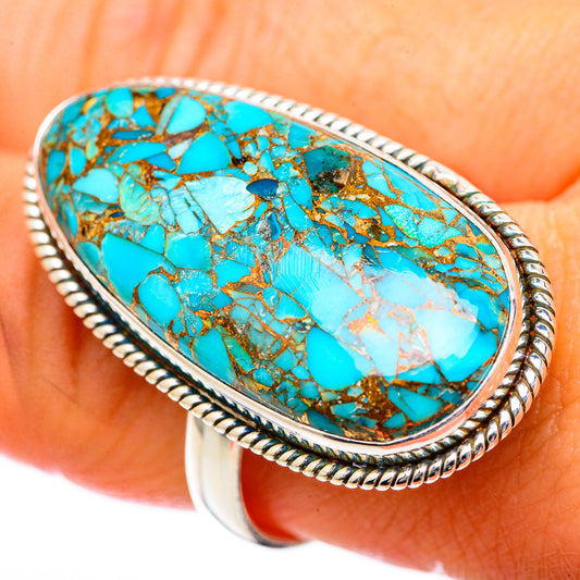 Blue Copper Composite Turquoise Rings handcrafted by Ana Silver Co - RING125306