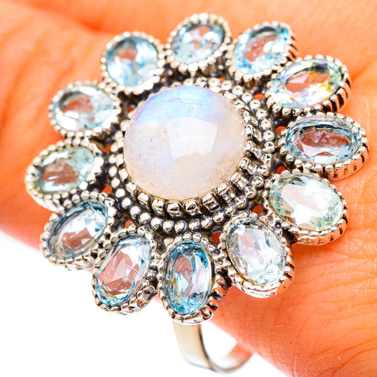 Rainbow Moonstone Rings handcrafted by Ana Silver Co - RING125307