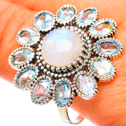 Rainbow Moonstone Rings handcrafted by Ana Silver Co - RING125307