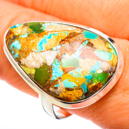 Blue Copper Composite Turquoise Rings handcrafted by Ana Silver Co - RING125309