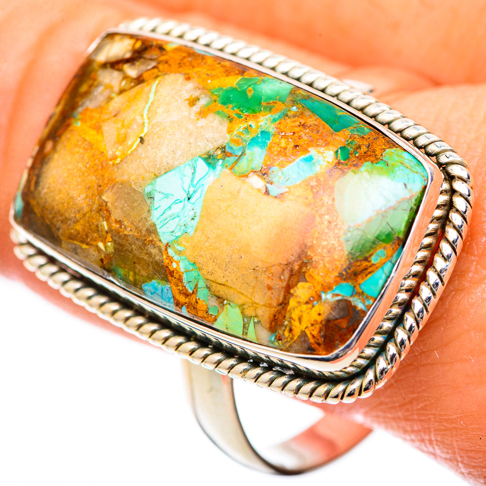 Blue Copper Composite Turquoise Rings handcrafted by Ana Silver Co - RING125311