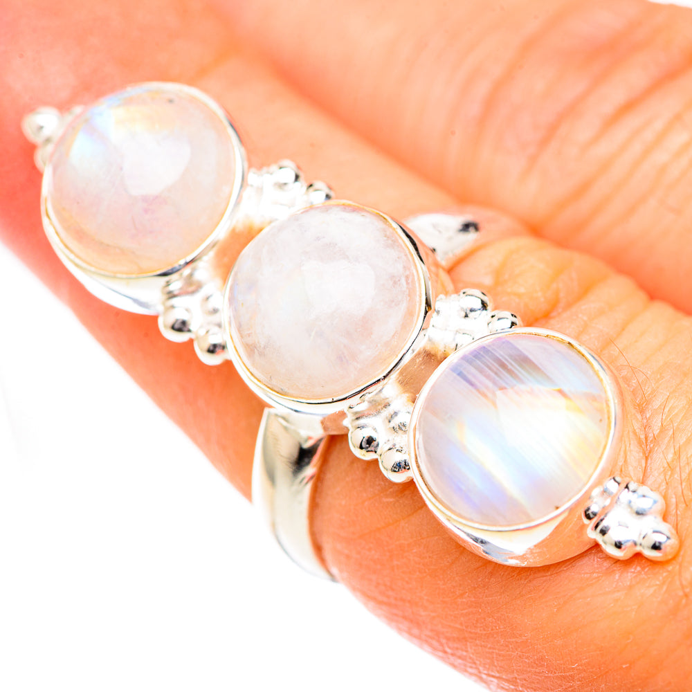 Rainbow Moonstone Rings handcrafted by Ana Silver Co - RING125327
