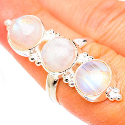 Rainbow Moonstone Rings handcrafted by Ana Silver Co - RING125327