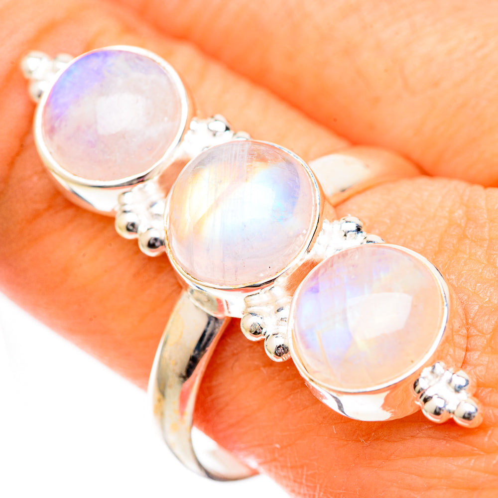 Rainbow Moonstone Rings handcrafted by Ana Silver Co - RING125328