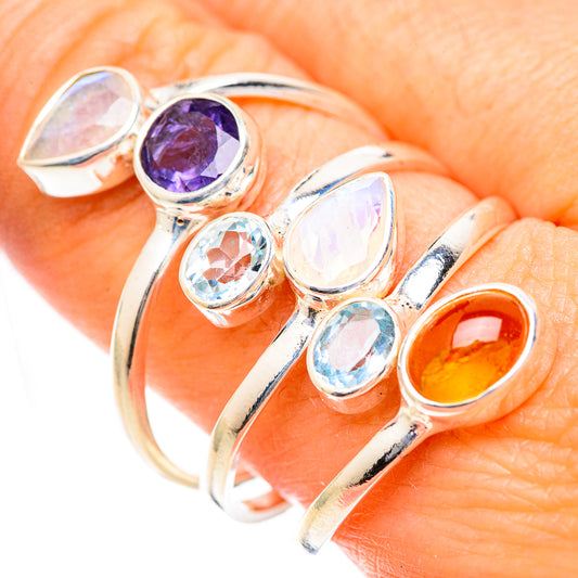 Rainbow Moonstone Rings handcrafted by Ana Silver Co - RING125329