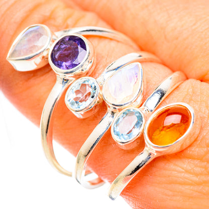 Rainbow Moonstone Rings handcrafted by Ana Silver Co - RING125329