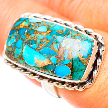 Blue Copper Composite Turquoise Rings handcrafted by Ana Silver Co - RING125338