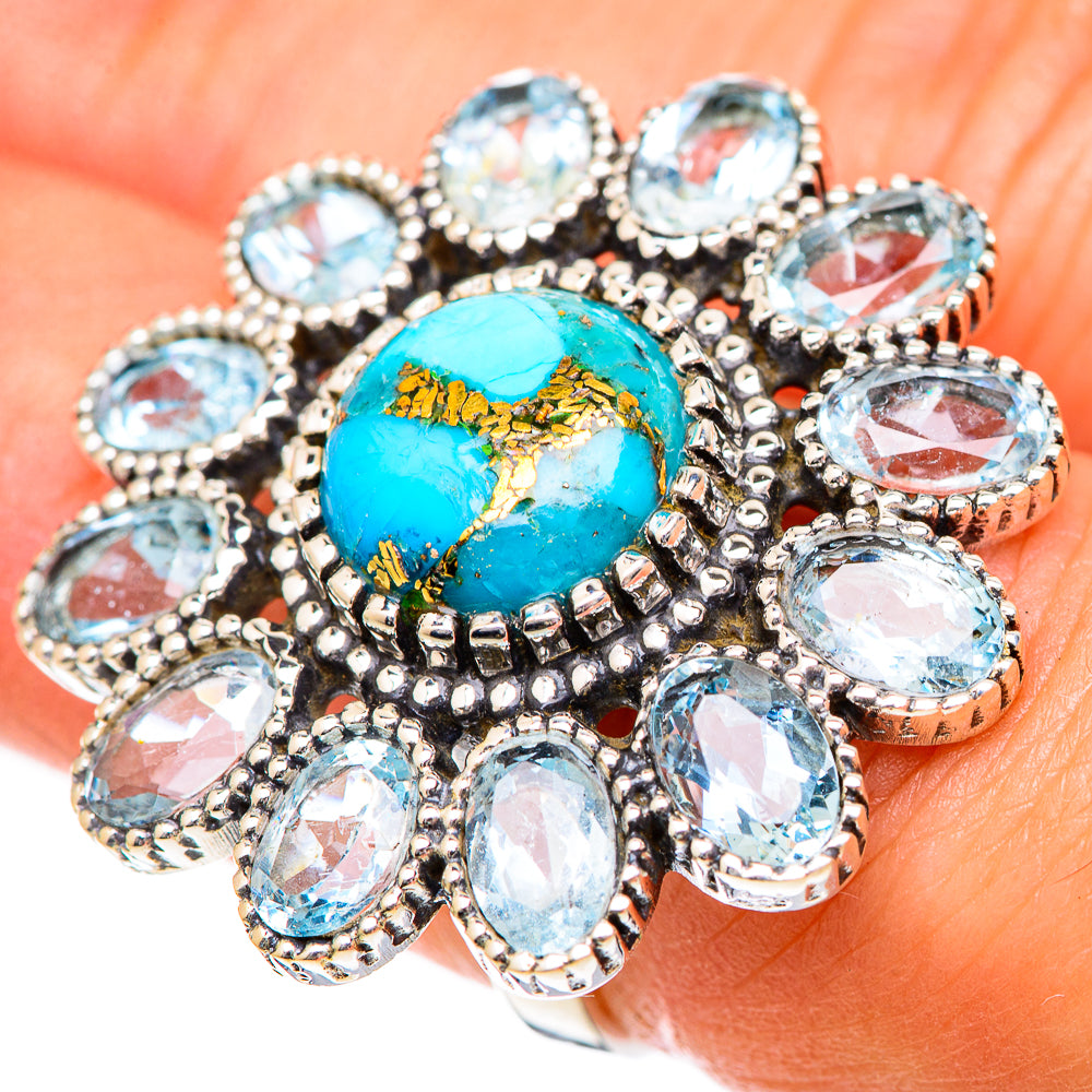 Blue Copper Composite Turquoise Rings handcrafted by Ana Silver Co - RING125339