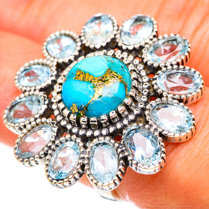 Blue Copper Composite Turquoise Rings handcrafted by Ana Silver Co - RING125339