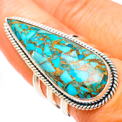 Blue Copper Composite Turquoise Rings handcrafted by Ana Silver Co - RING125342