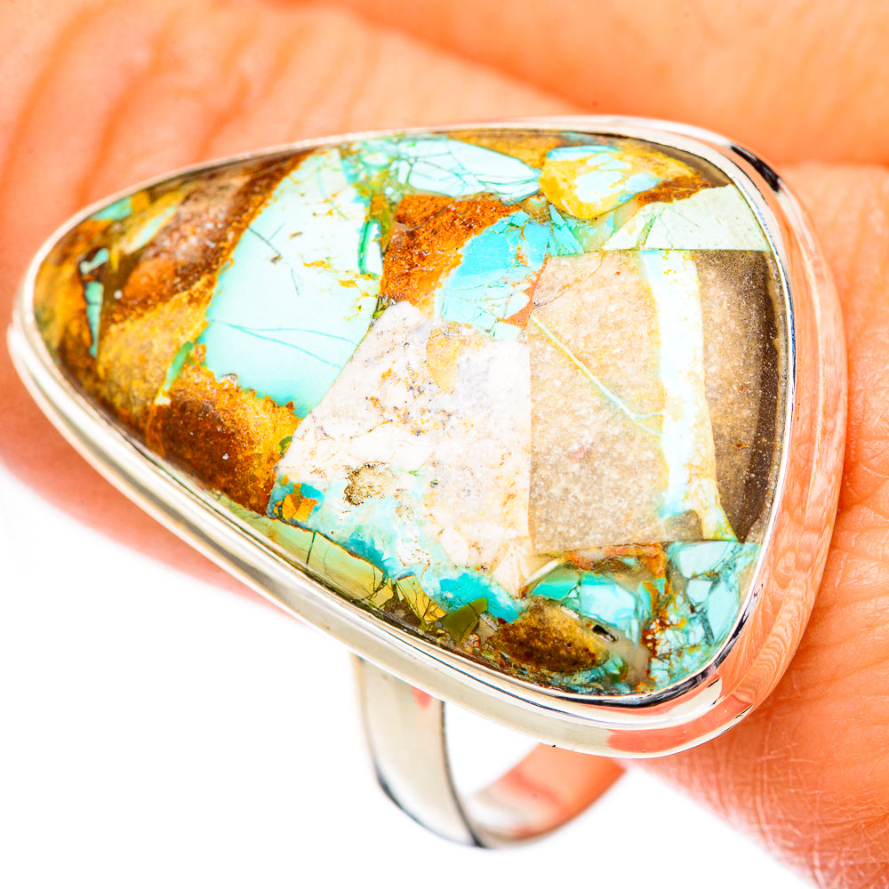 Blue Copper Composite Turquoise Rings handcrafted by Ana Silver Co - RING125347