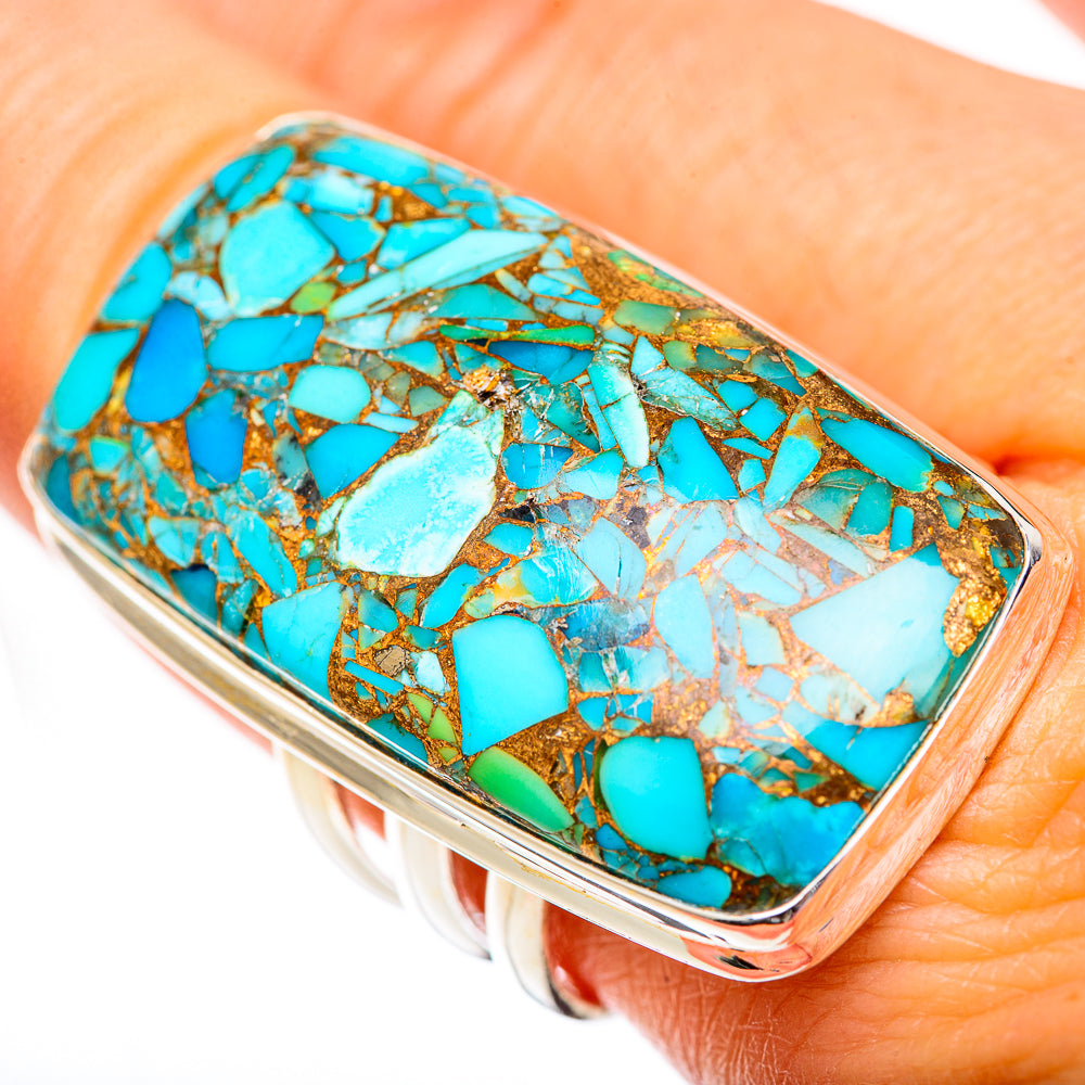 Blue Copper Composite Turquoise Rings handcrafted by Ana Silver Co - RING125351