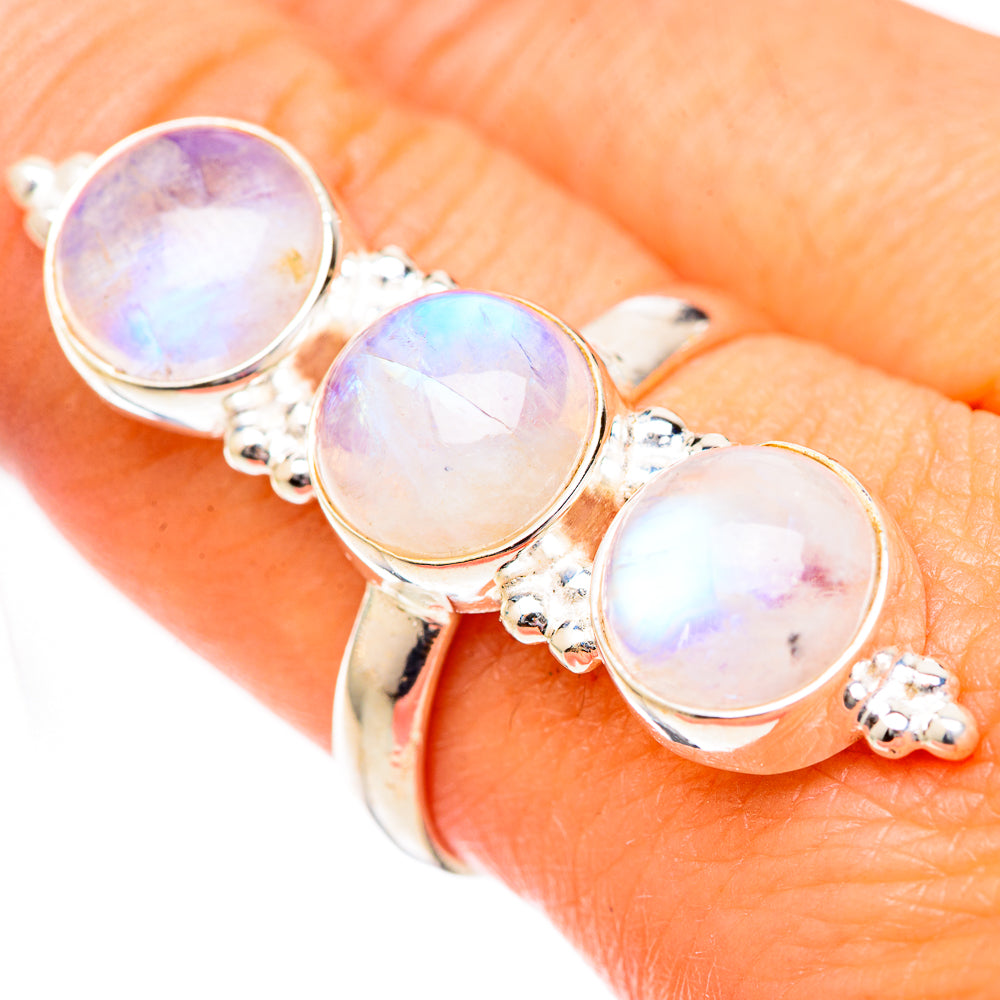 Rainbow Moonstone Rings handcrafted by Ana Silver Co - RING125360