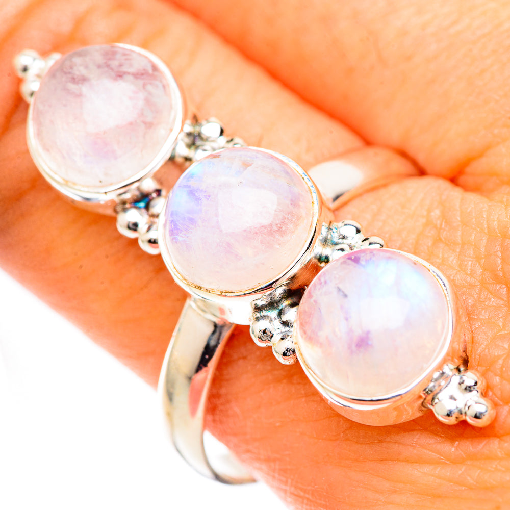 Rainbow Moonstone Rings handcrafted by Ana Silver Co - RING125361