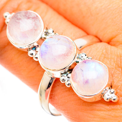 Rainbow Moonstone Rings handcrafted by Ana Silver Co - RING125361