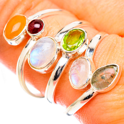 Rainbow Moonstone Rings handcrafted by Ana Silver Co - RING125362