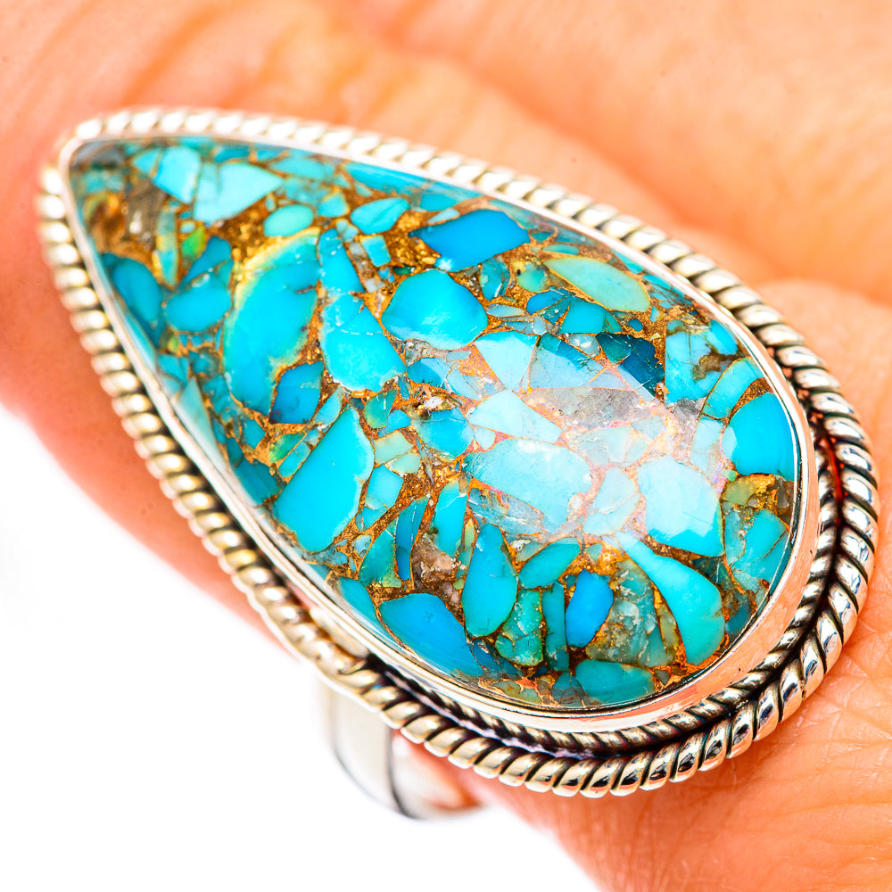 Blue Copper Composite Turquoise Rings handcrafted by Ana Silver Co - RING125367