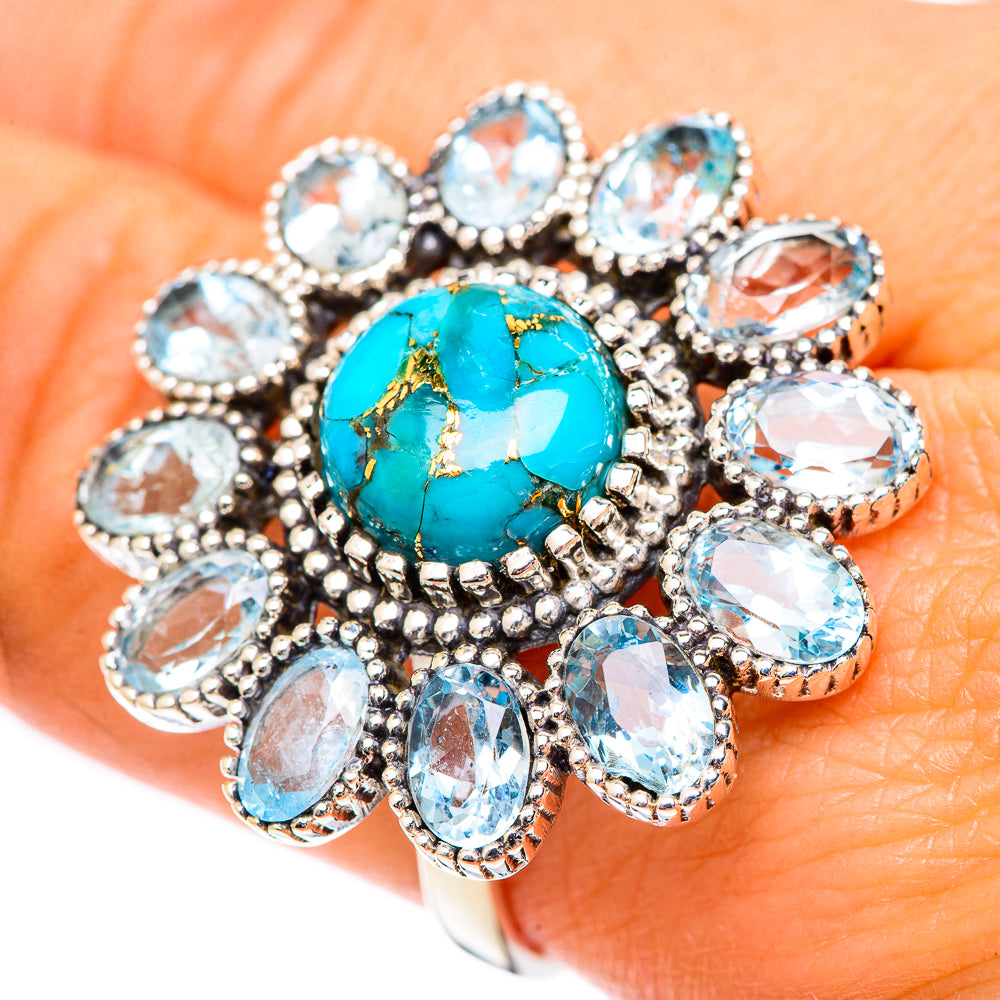Blue Copper Composite Turquoise Rings handcrafted by Ana Silver Co - RING125372