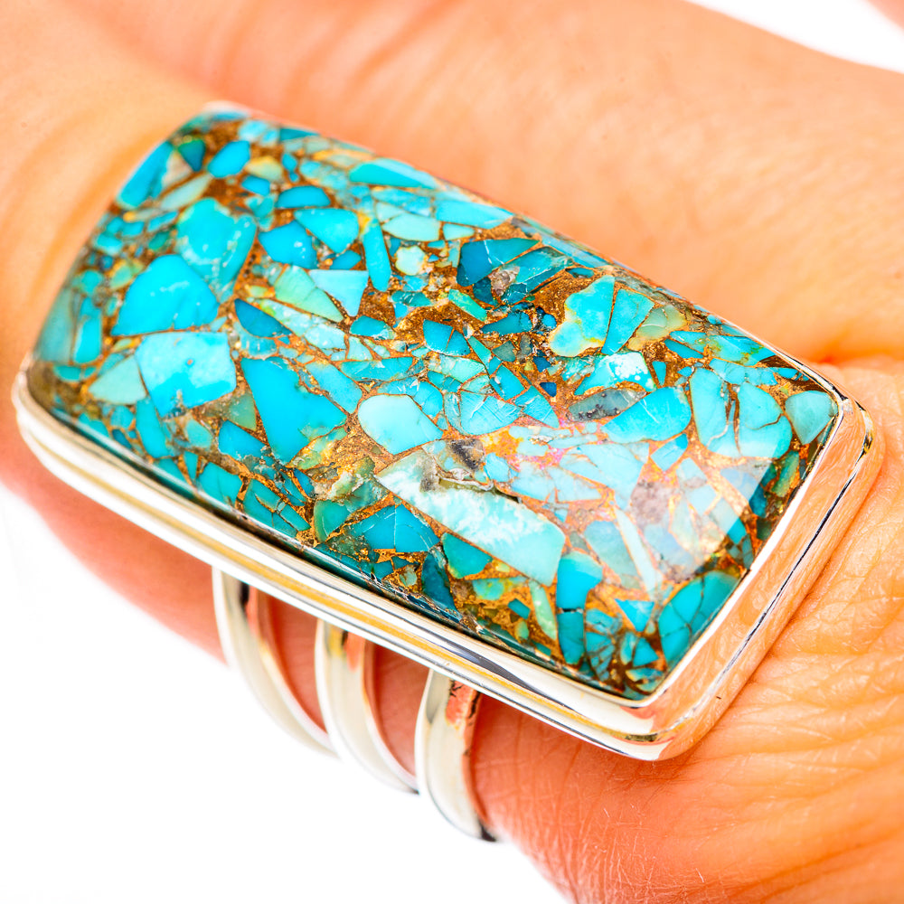 Blue Copper Composite Turquoise Rings handcrafted by Ana Silver Co - RING125374