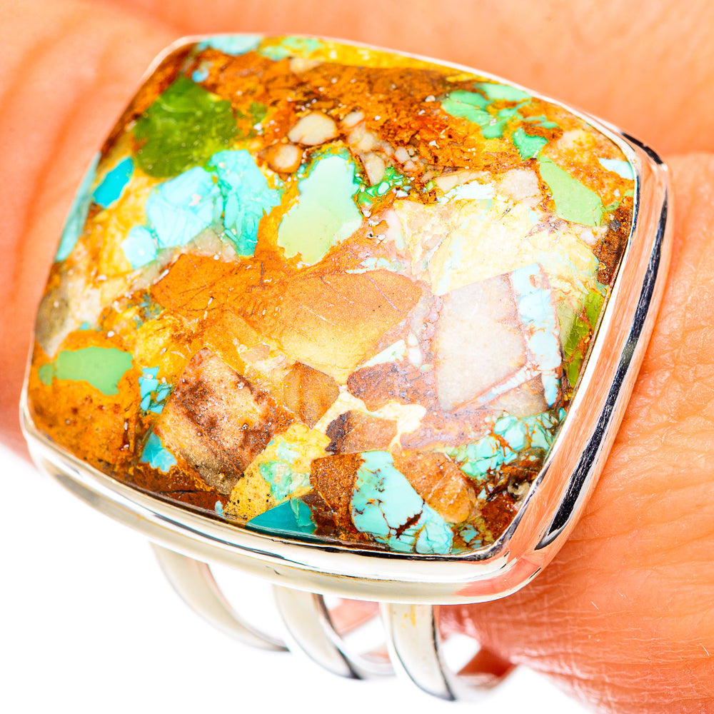 Blue Copper Composite Turquoise Rings handcrafted by Ana Silver Co - RING125376
